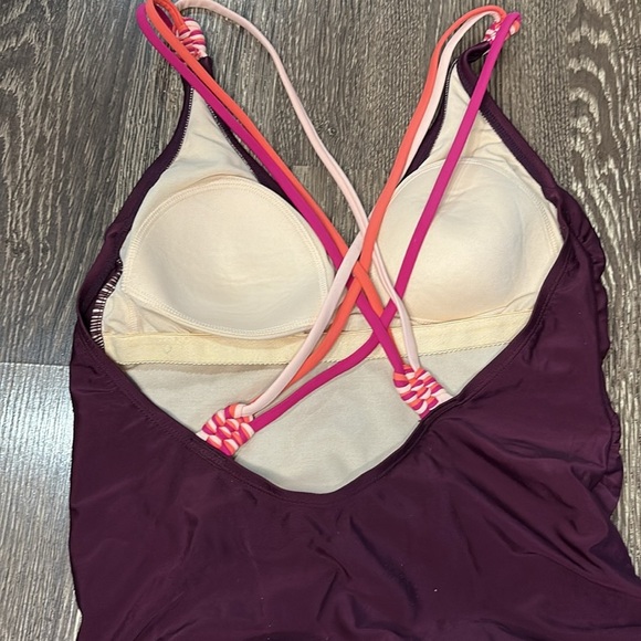 Kona Sol Women's Medium burgundy Swimsuit with print straps high coverage - Picture 3 of 5